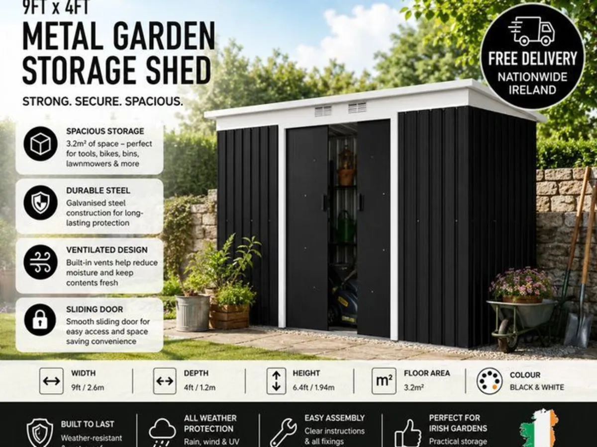 9ft x 4ft Metal Garden Storage Shed Tool House - Image 2