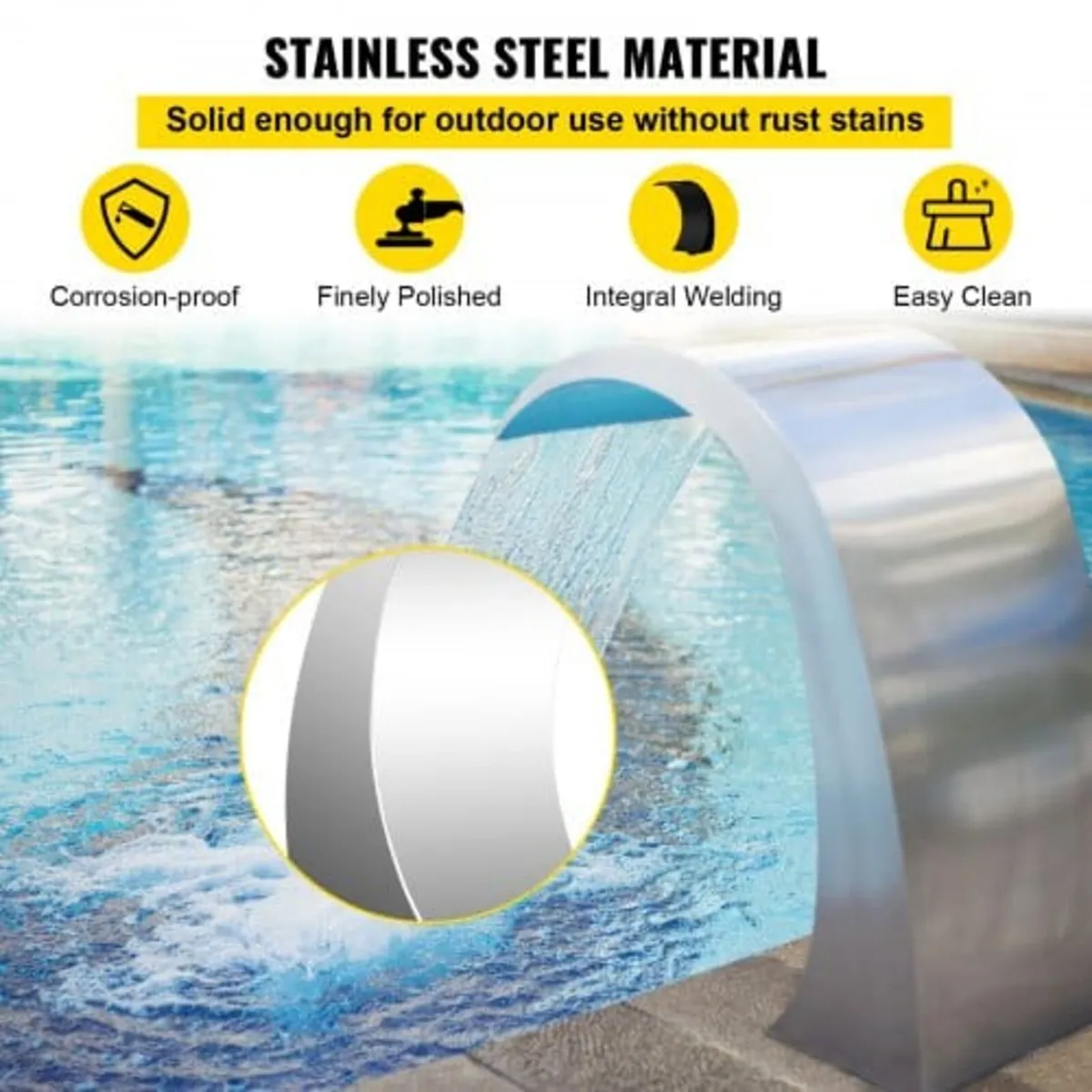 Stainless Steel Swimming Pool Fountain 11.8x 23.6 - Image 2