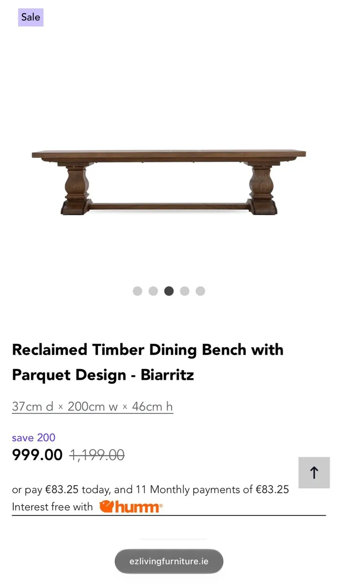 200cm Vintage Ash Dining Bench Like New - Image 4