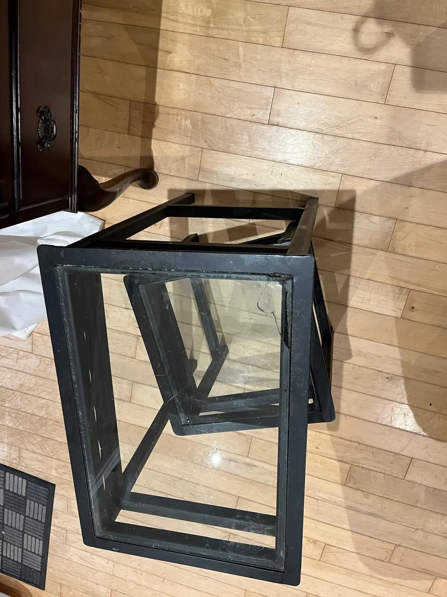 Set of 3 Heavy Black Glass Nesting Tables - Image 2