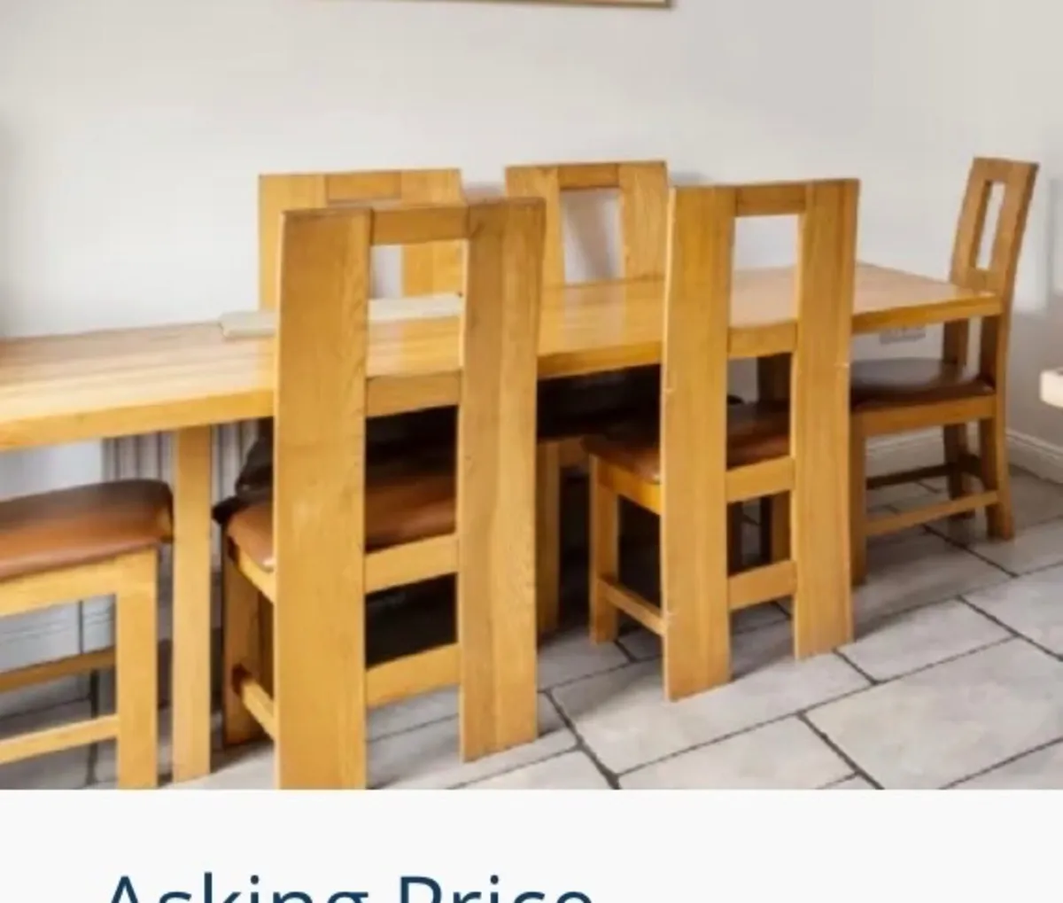 Solid oak Kitchen table with 6 chairs - Image 1