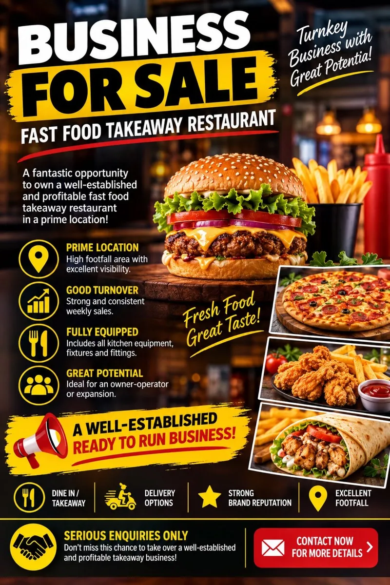 Takeaway / RESTAURANT BUSINESS FOR SALE