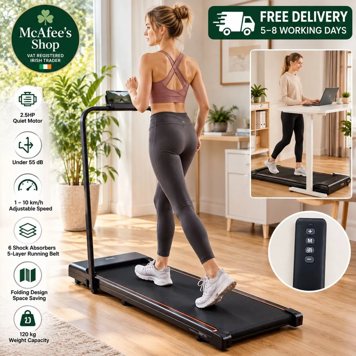 2-in-1 Folding Walking Pad Treadmill – Home & Offi - Image 1