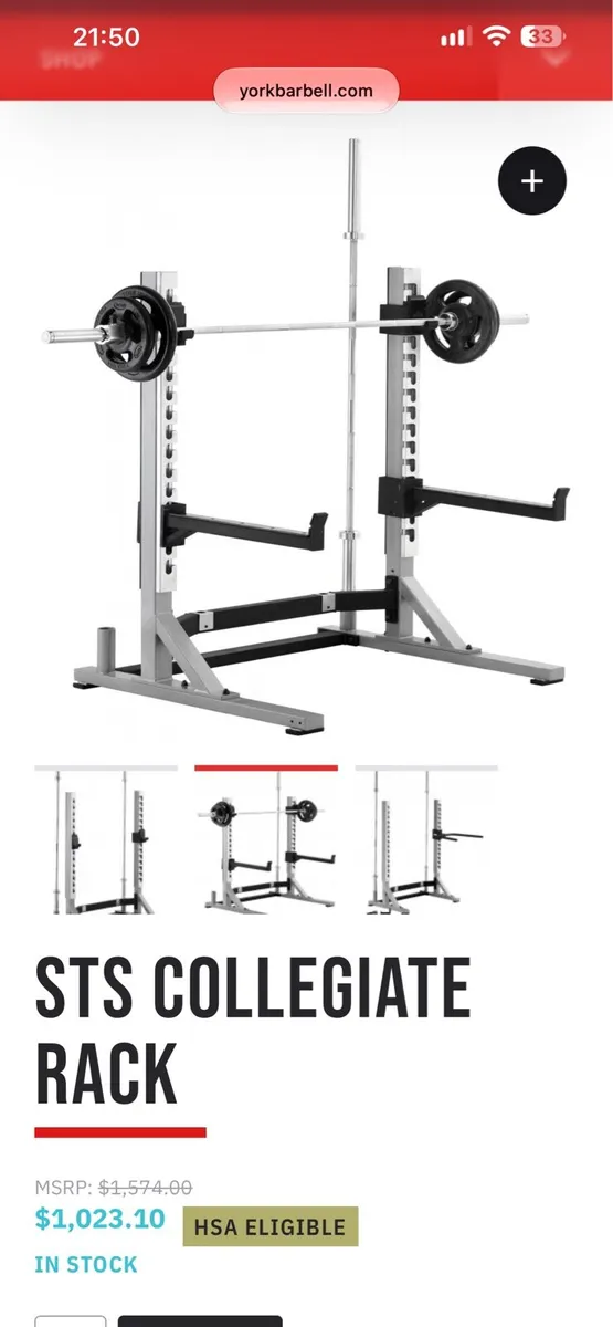 York STS Collegiate Rack with Safety Spotters - Image 3