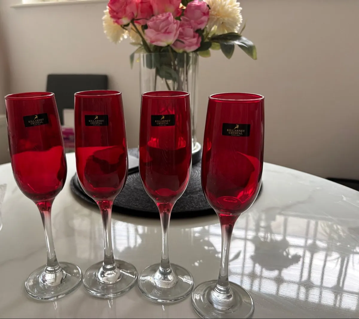 Killarney Crystal champagne flutes x4 - Image 1