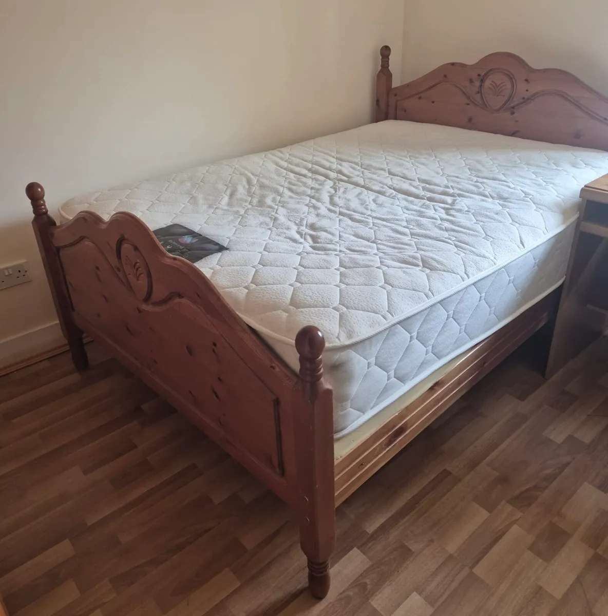 Lovely Very Solid 4Ft 6” Double Wooden Bed - Image 2