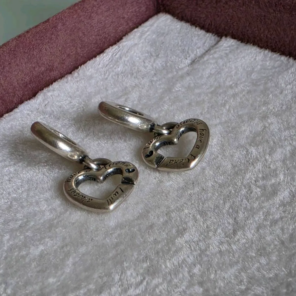 PANDORA LINKED SISTER HEARTS SPLIT DANGLE CHARM - Image 2