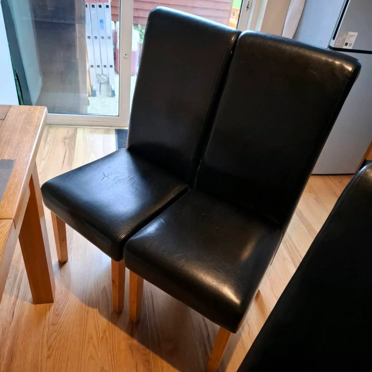 4 Black leather style kitchen chairs. - Image 2