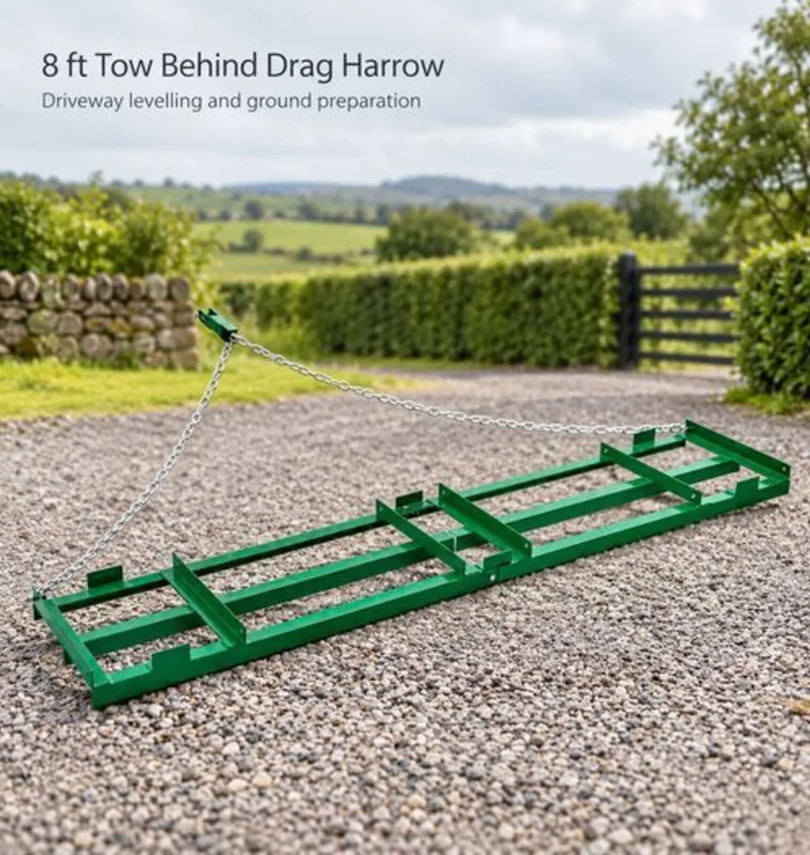 8 ft Tow Behind Drag Harrow for ATV Tractor and Dr - Image 1