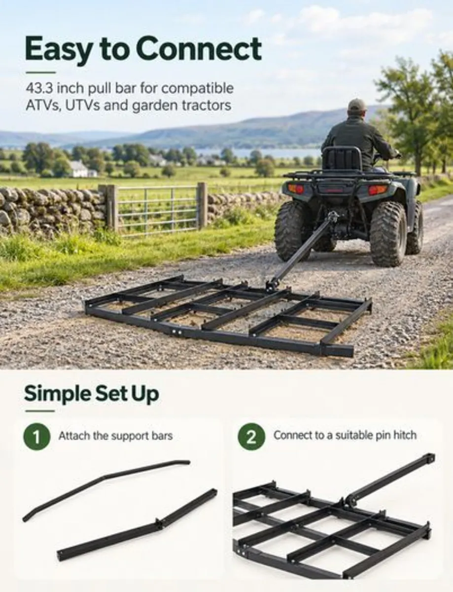 7ft Tow Behind Drag Harrow for ATV Tractor and Dri - Image 3