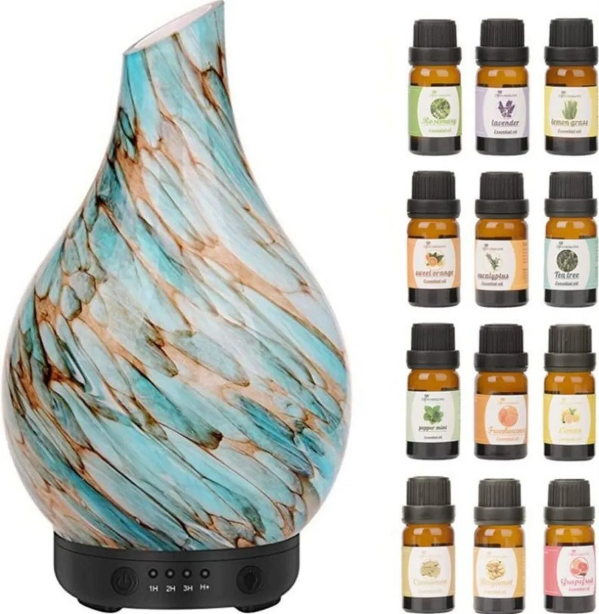 BNIB Glass Essential Oil Diffuser Set+12 Oils - Image 1