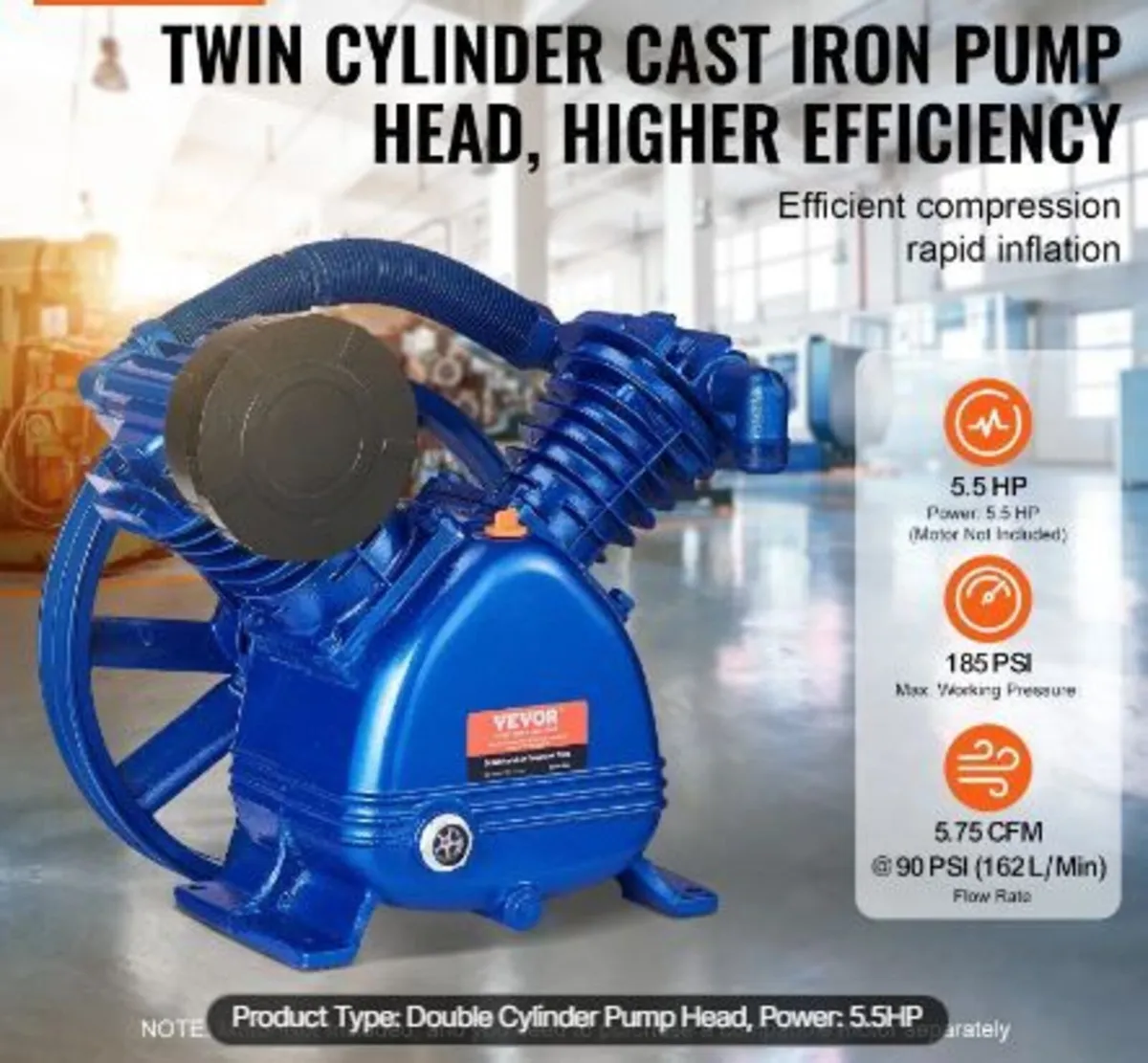 Air Compressor Pump Head, 5.5HP 5.75CFM - Image 2