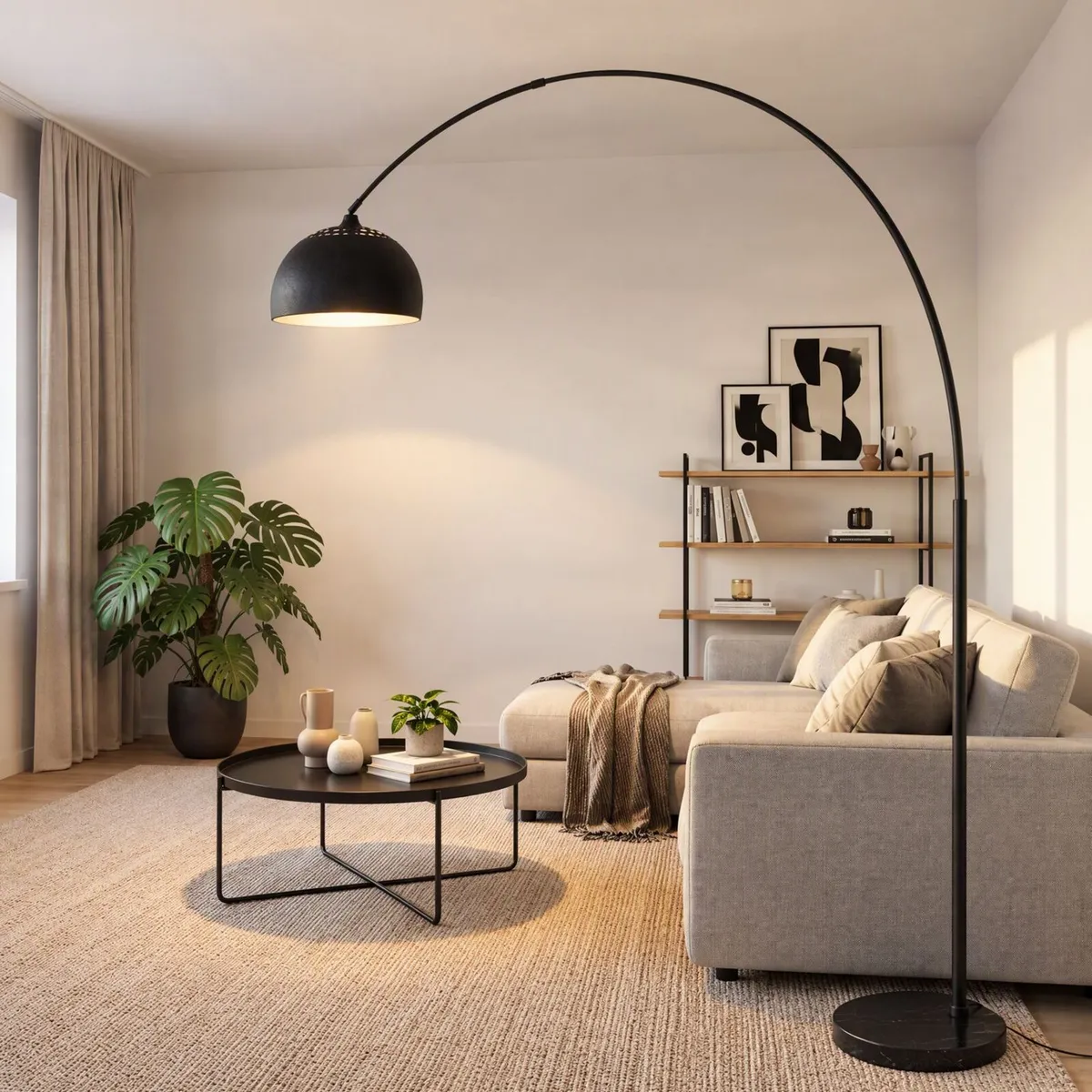 Modern Arc Floor Lamp Black XXL - Image 1