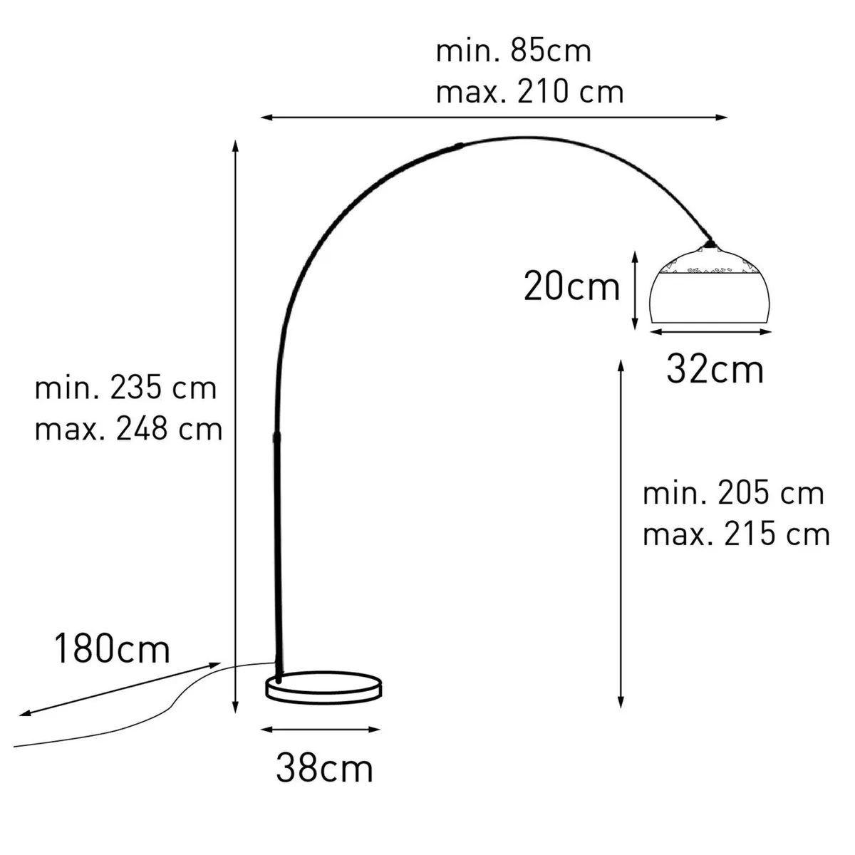 Modern Arc Floor Lamp Black XXL - Image 4