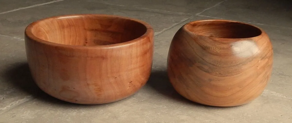 2 Hand Made Wooden Bowls - Image 1