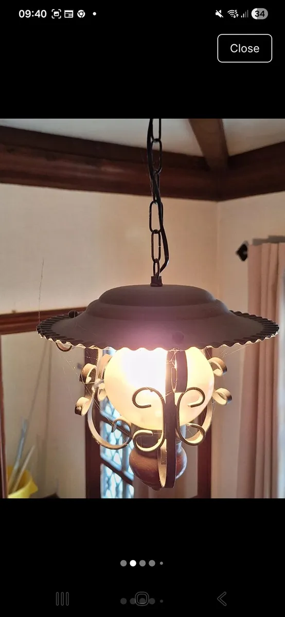Vintage 1970s rustic pendant light - Image 2