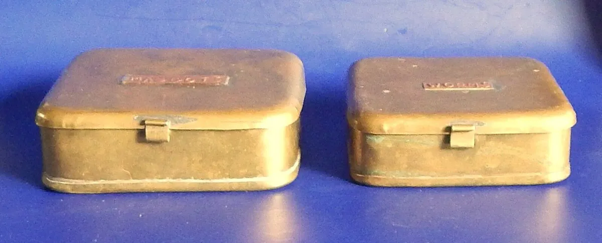 2 Vintage Brass Fishing Bait Tins - Image 3