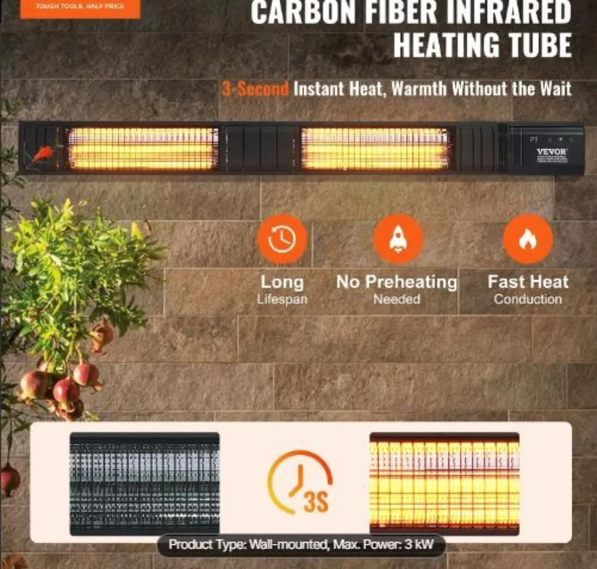Infrared Heater, 3000W Remote Control - Image 1