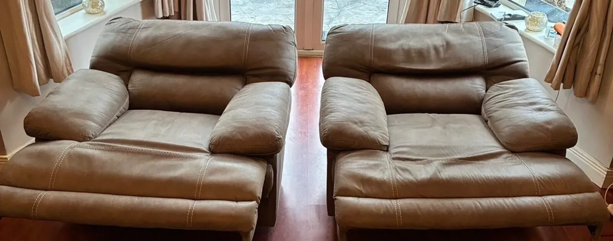 2 Brown suede recliner chairs - Image 3