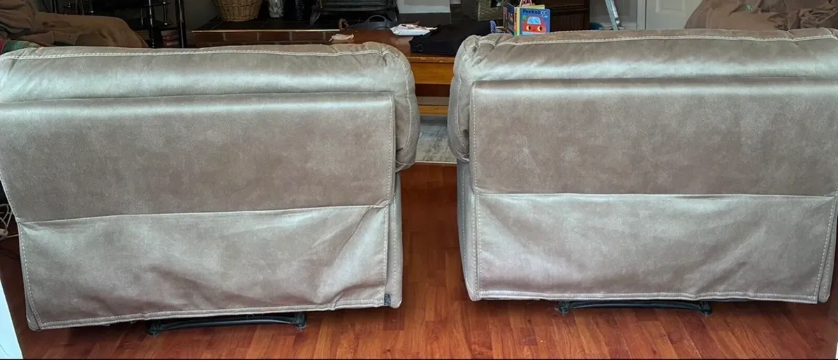2 Brown suede recliner chairs - Image 4