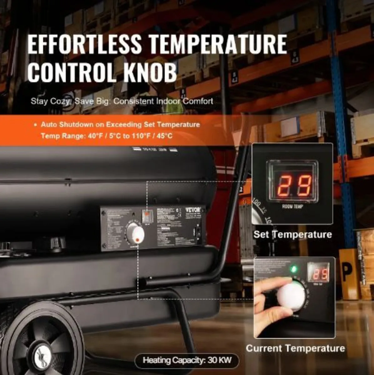 Kerosene/Diesel Forced Air Heater, 100000Btu - Image 3