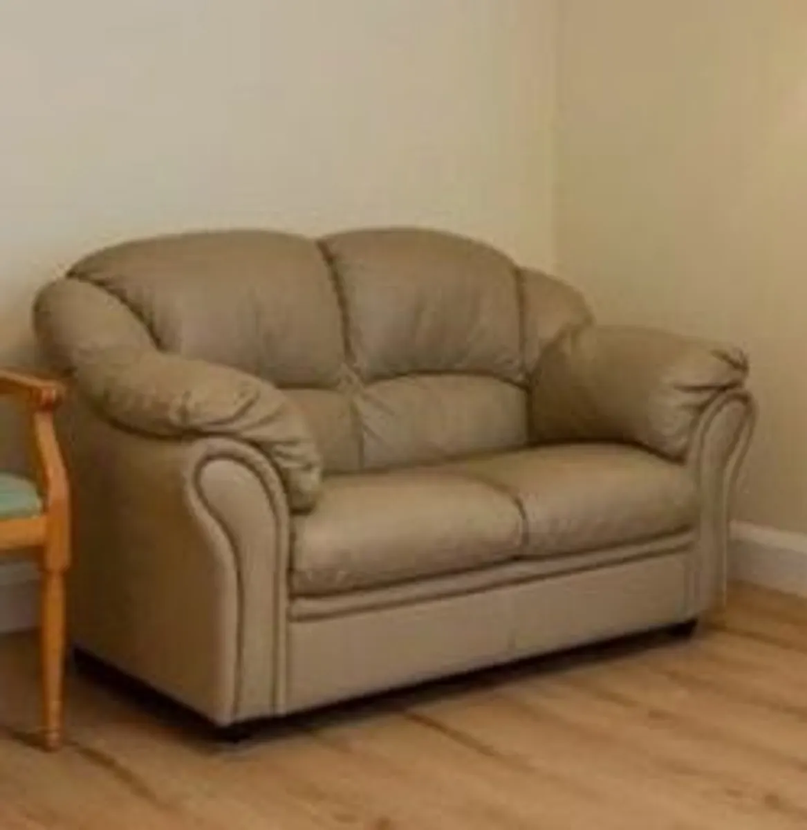 Cream Leather Two seater and armchair - Image 1
