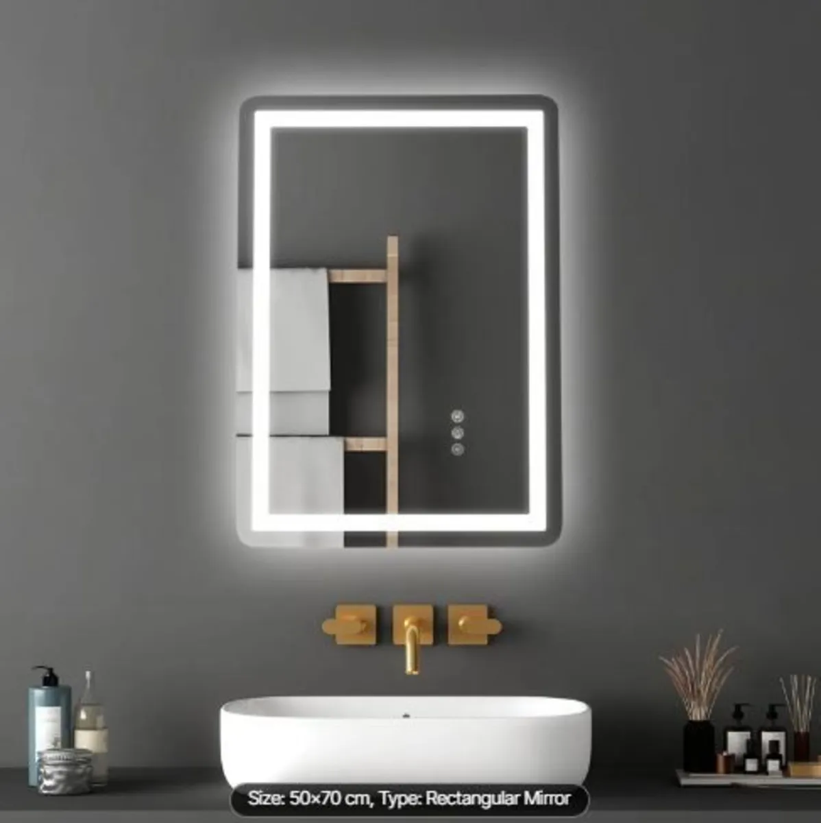 LED Bathroom Mirror, 50 x 70 cm - Image 4