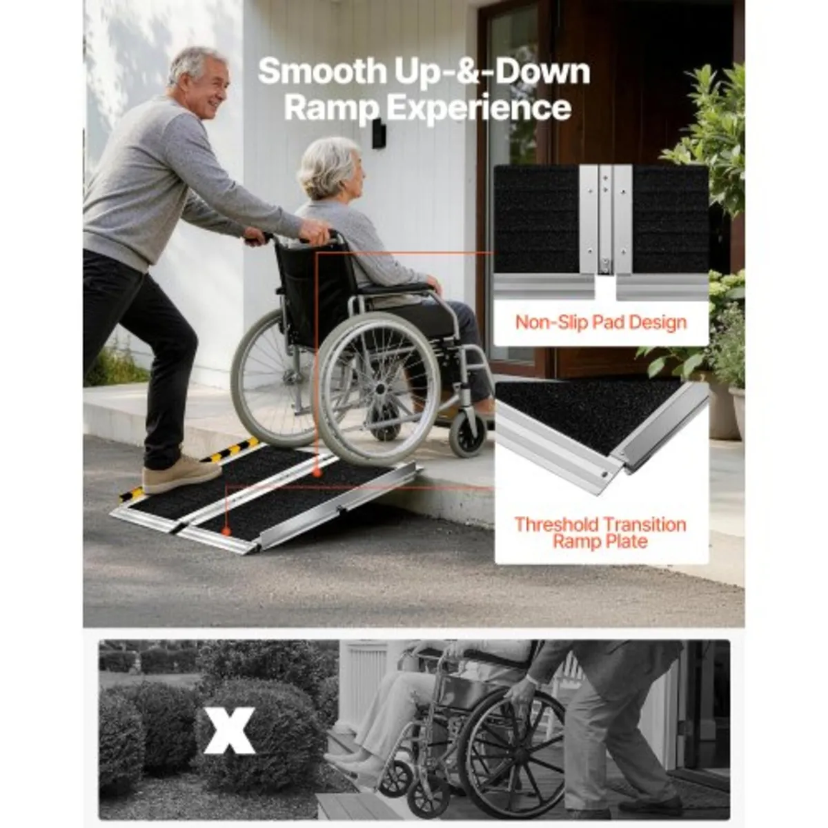 Portable Wheelchair Ramp, 610 mm, Non-Slip Aluminu - Image 3