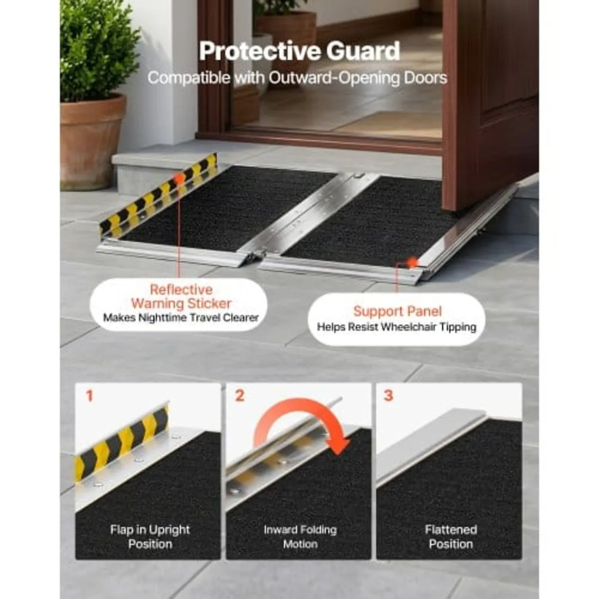 Portable Wheelchair Ramp, 610 mm, Non-Slip Aluminu - Image 4