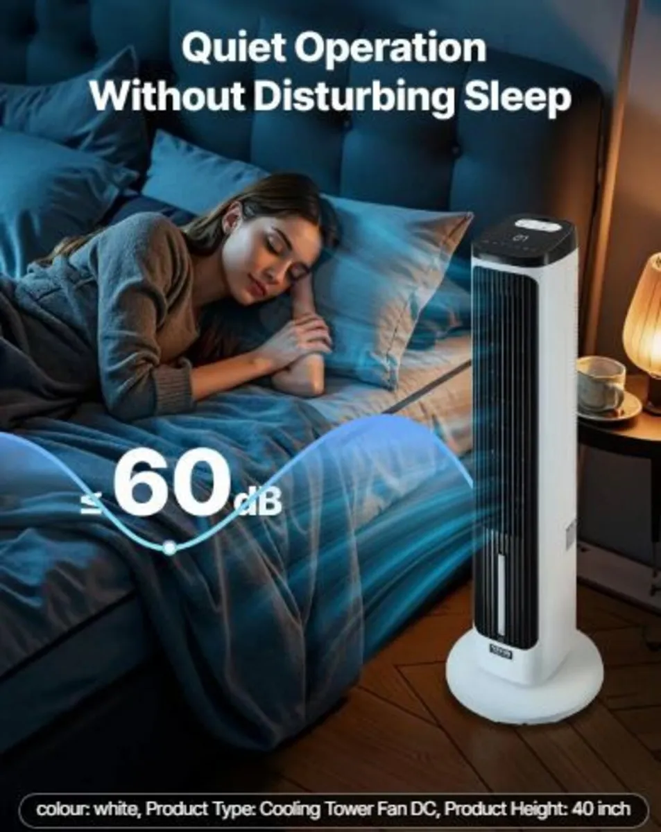 Tower Fan, 23.3ft/s Velocity Quiet Floor Fan - Image 2