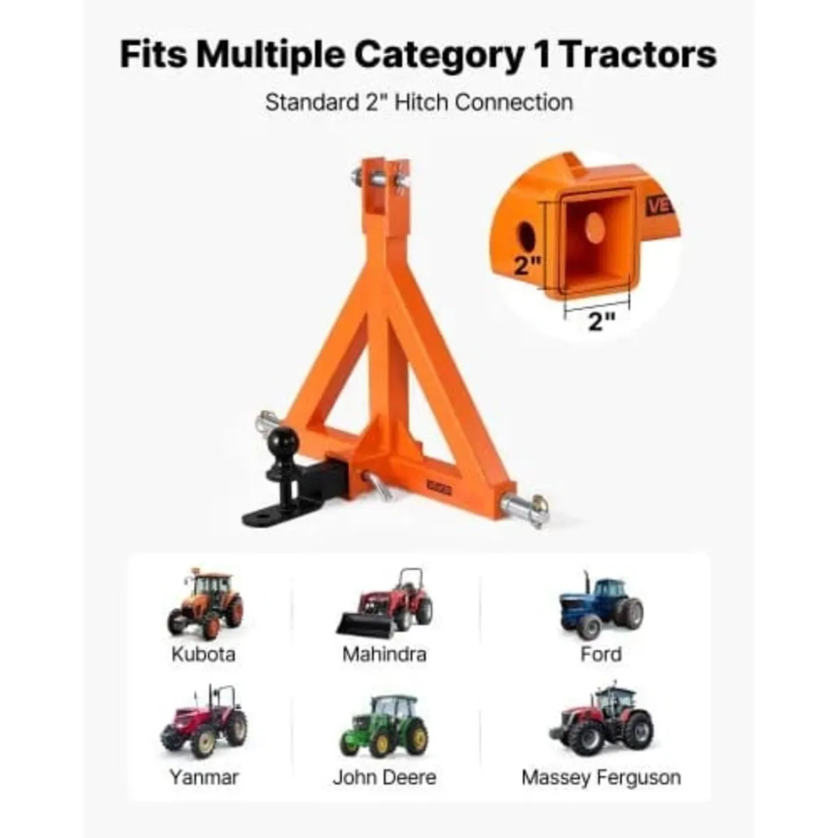 3 Point Trailer Hitch with 50.8mm Receiver, 3 Pt Q - Image 3