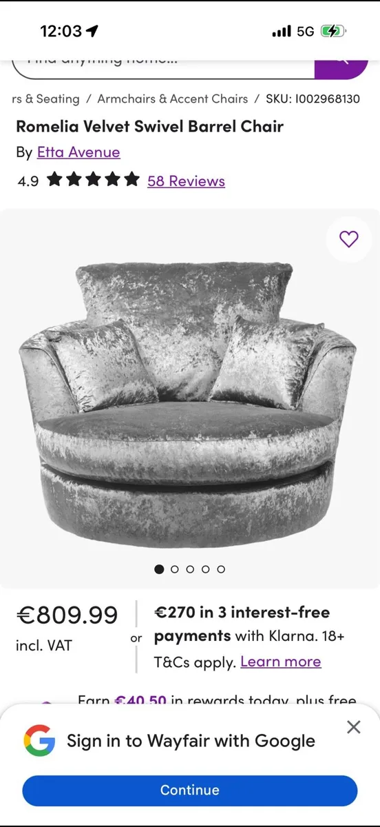 Romelia velvet swivel barrel chair - Image 1