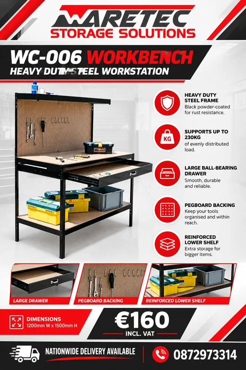 Heavy duty garage workbench