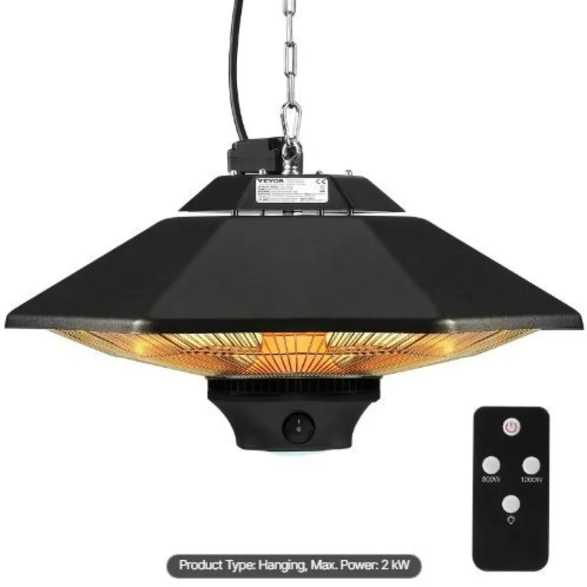Hanging Patio Heater, 2000W Remote Control - Image 3