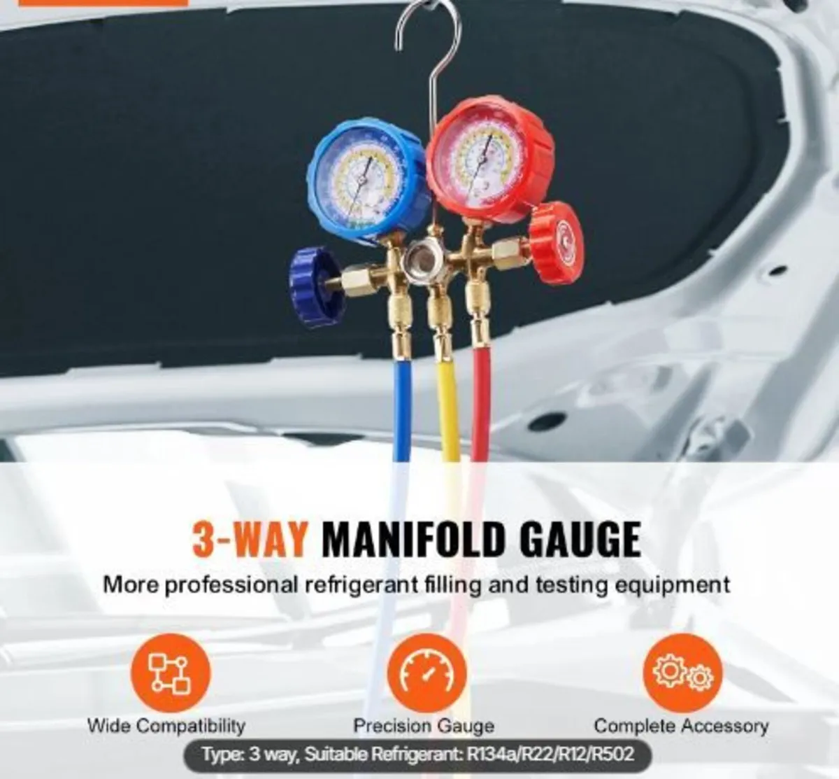 3-Way AC Diagnostic Manifold Gauge Set - Image 2