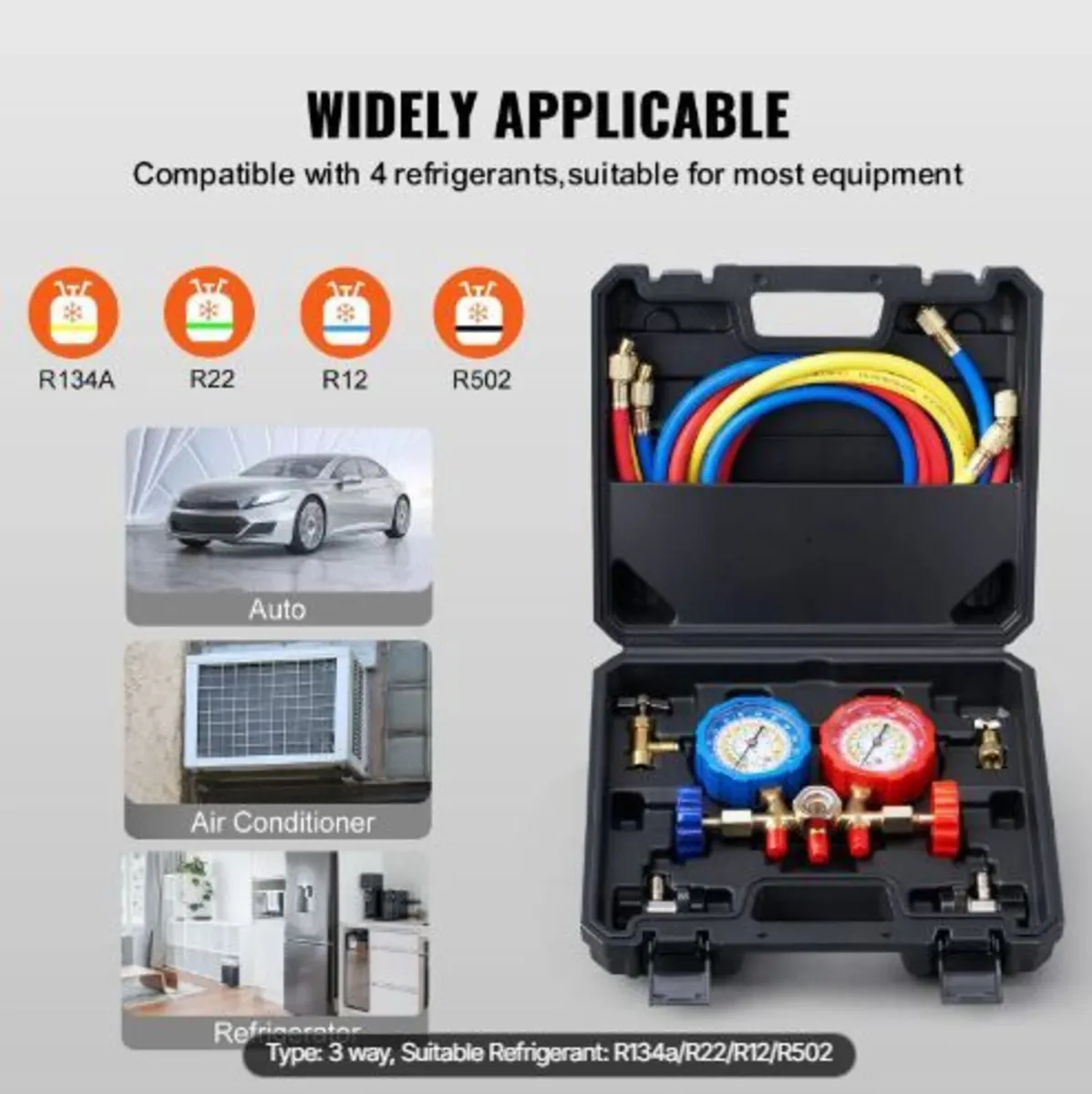 3-Way AC Diagnostic Manifold Gauge Set - Image 4