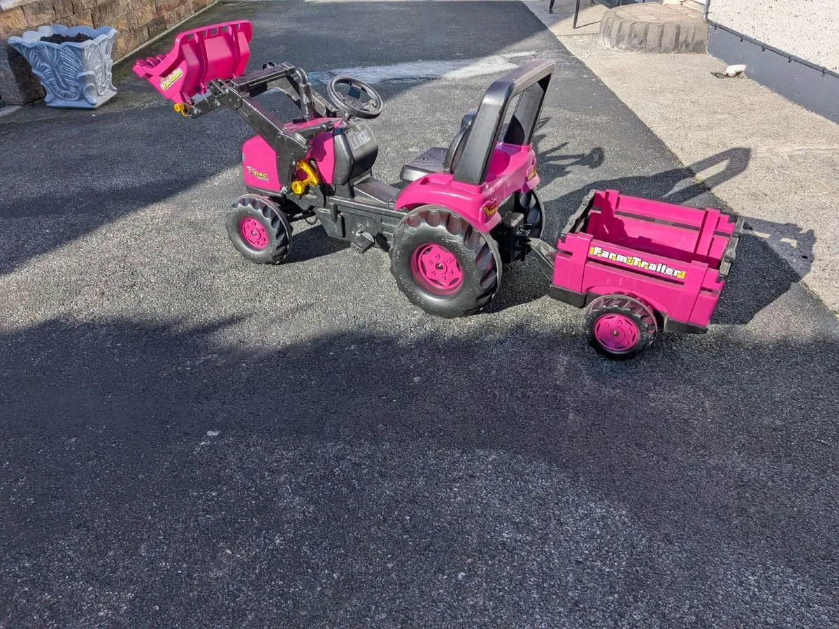 Pink Tractor/Loader and Trailer - Image 4