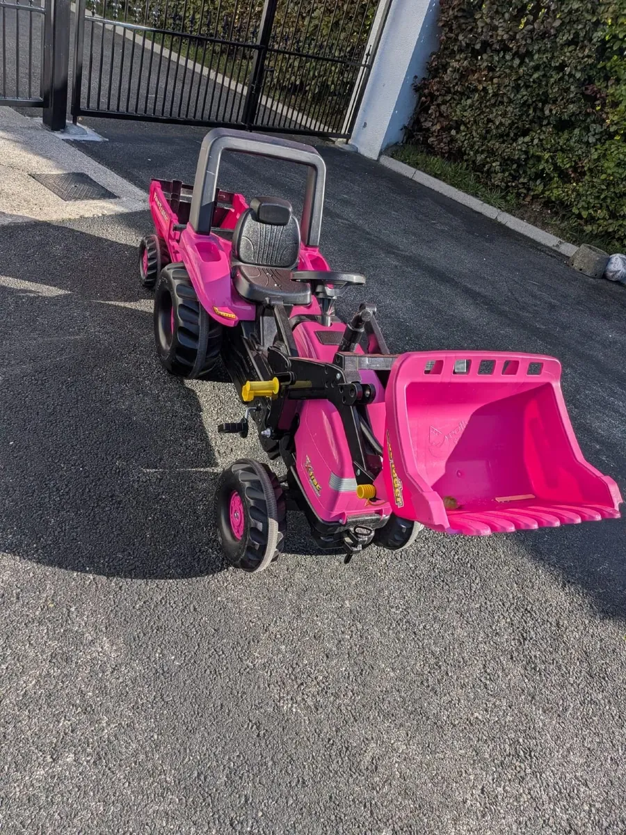 Pink Tractor/Loader and Trailer - Image 1