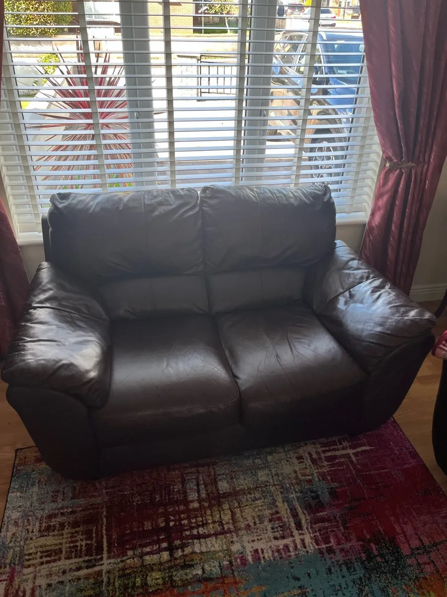 Brown leather furniture suite - Image 2