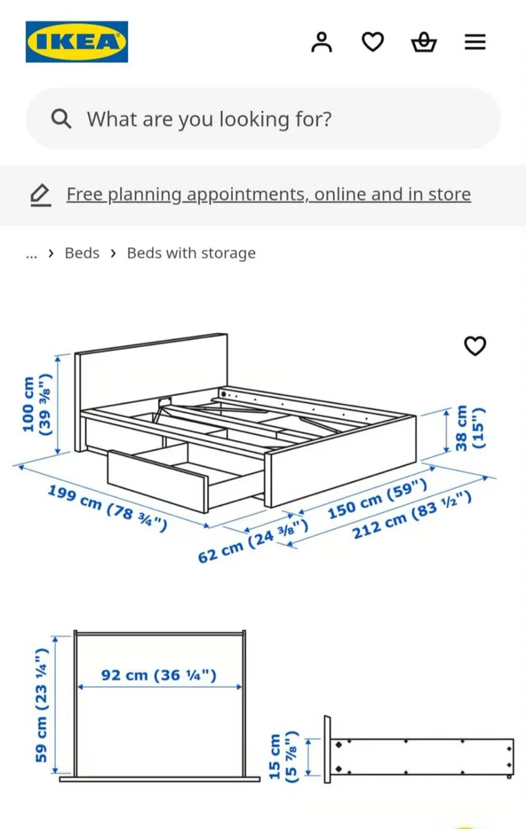 Ikea Malm Double bed with mattress - Image 3