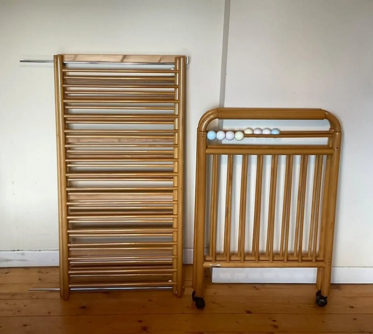 Large Wooden Baby Cot with Mattress – Natural Wood - Image 3
