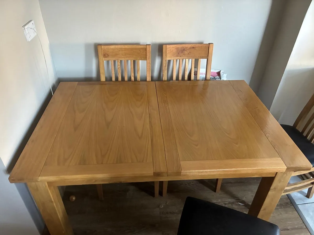 Solid Oak Dining Table & Chairs - Image 2