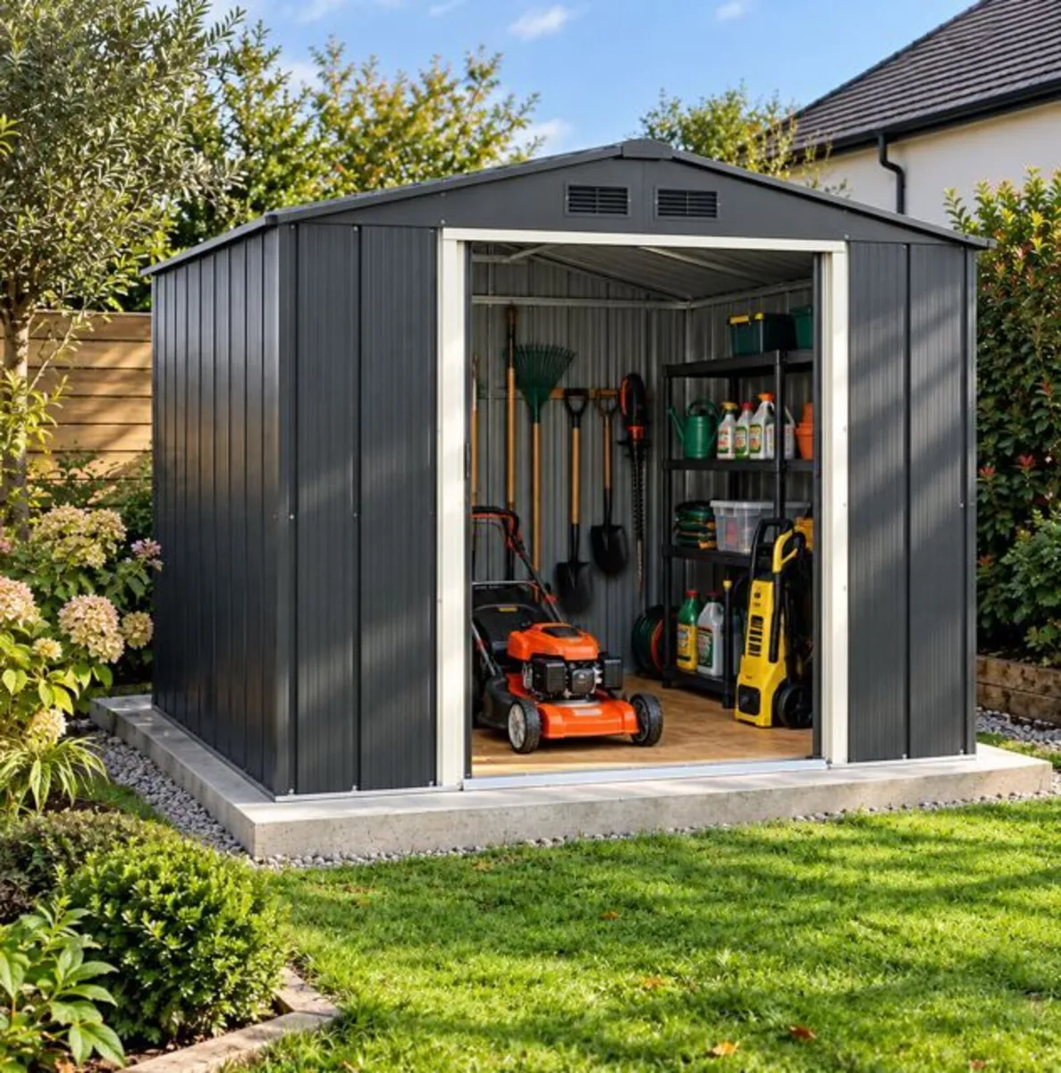 8x8 ECO Steel Garden Shed  + FREE Floor Kit - Image 2