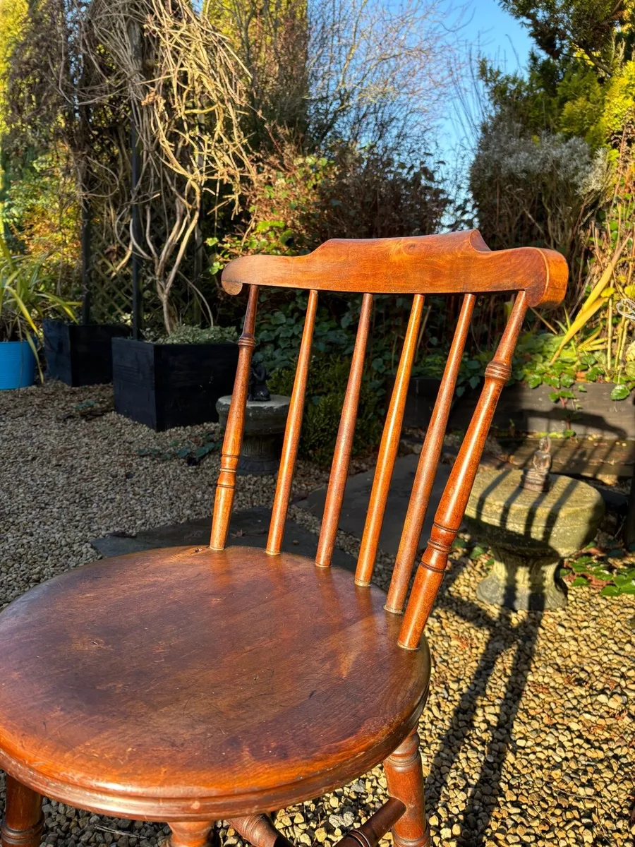 Antique Solid Elm Penny Chairs x 2 - Image 3