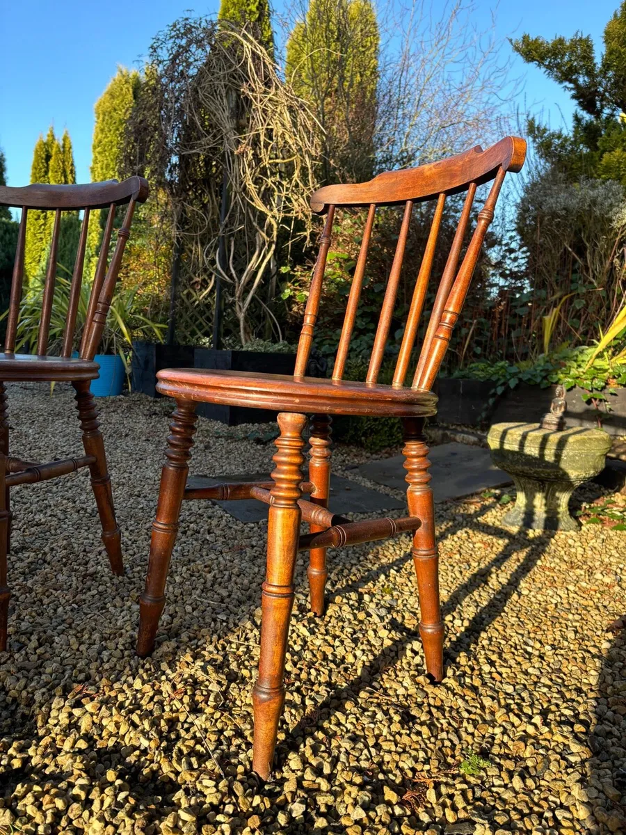 Antique Solid Elm Penny Chairs x 2 - Image 2