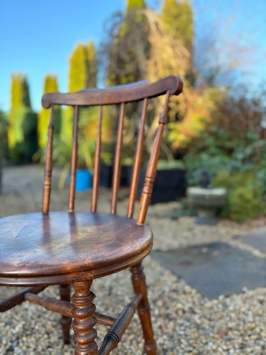 Antique Solid Elm Penny Chairs x 2 - Image 4