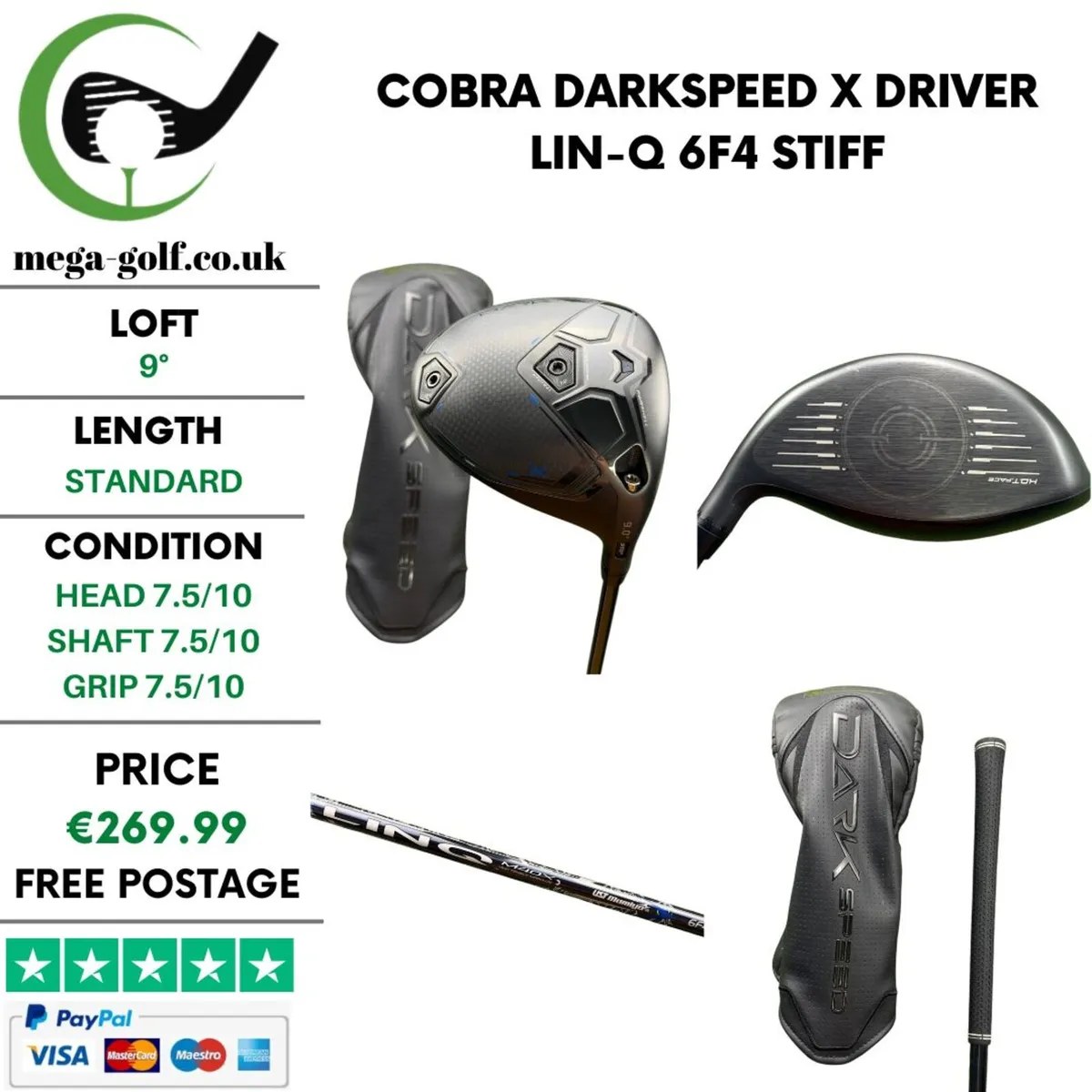 Cobra Darkspeed X Driver / 9° / LIN-Q 6F4 Stiff - Image 1