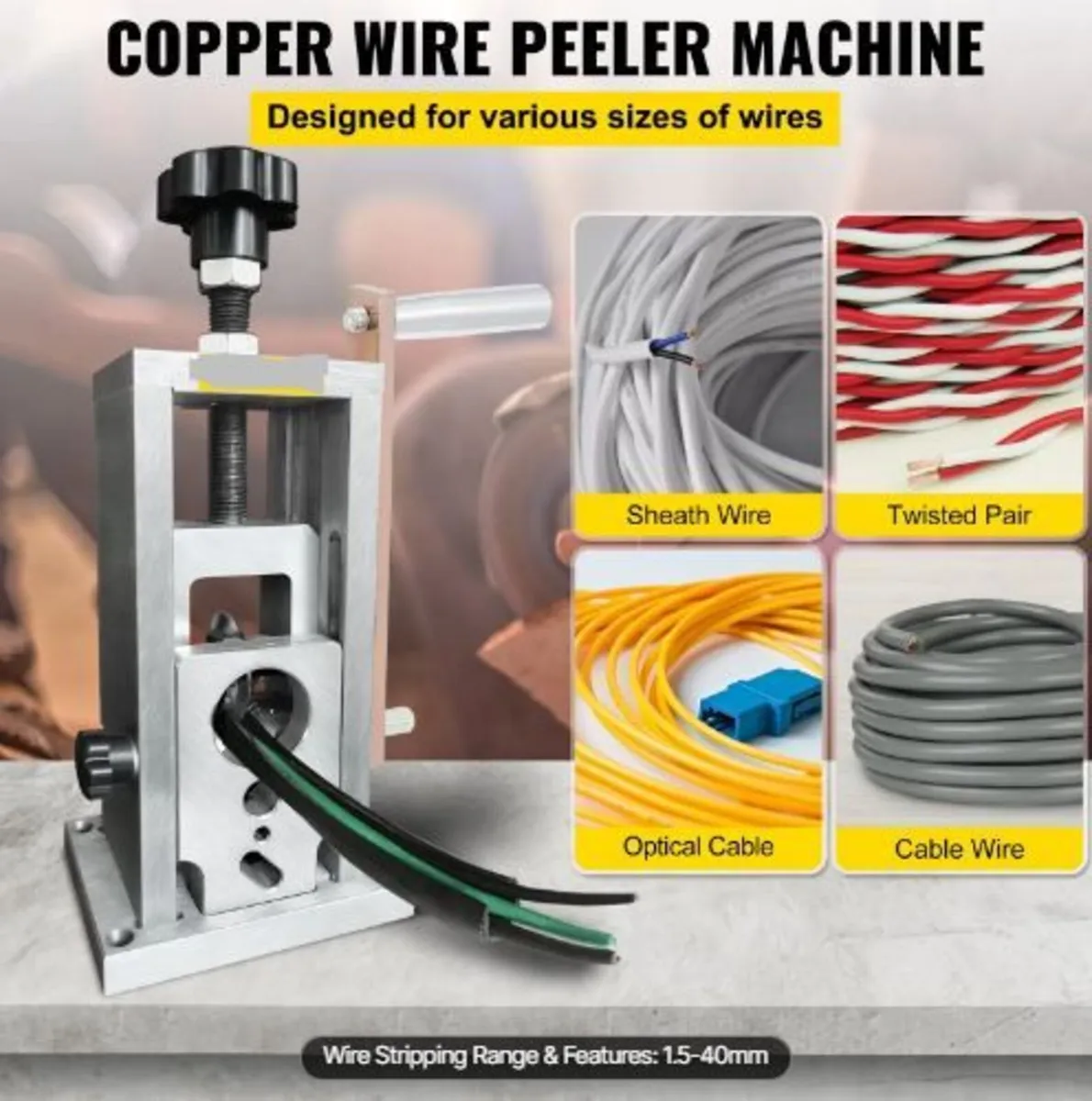 Wire Stripping Machine, 1.5-40 mm Drill Powered - Image 3