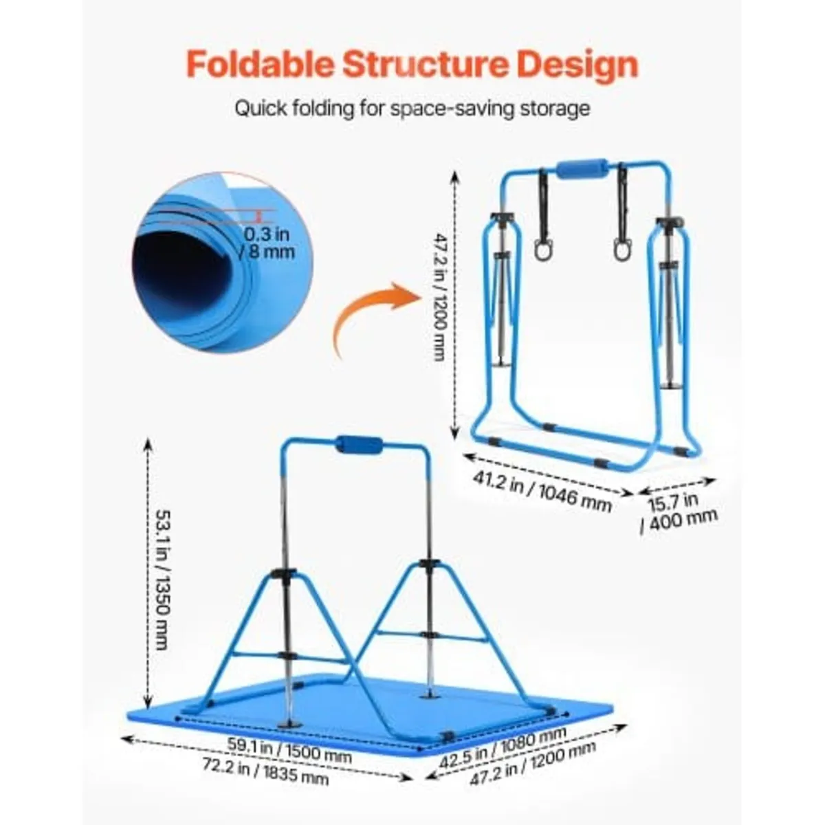 Gymnastic Bars for Kids, 63.5 kg Capacity Folding - Image 4