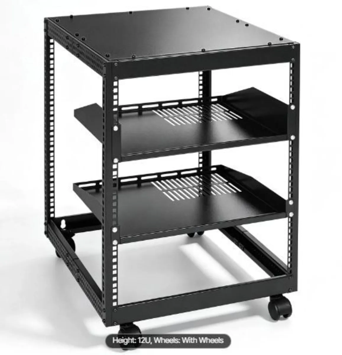 12U Open Frame Server Rack, 58.5-101.6cm - Image 2